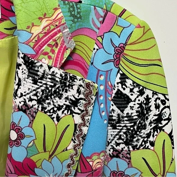 Alberto Makali Vintage Y2K Chic trendy Floral Paisley luxury retro mod Blazer - Picture 5 of 11